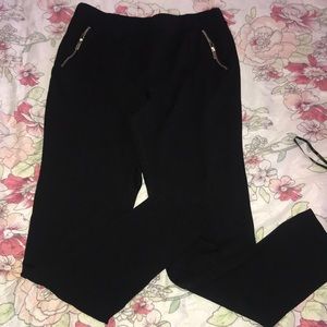 H&M size L black stretch trousers.